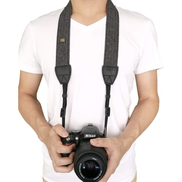 Kompatibel med Canon Fujifilm Nikon Vintage Weave Kamera Halsrem Kamera Axelremsrem Klassisk design black