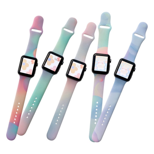 Färgglad mjuk watch Sport för Apple Watch Series38/40/41mm Blue-pink mix