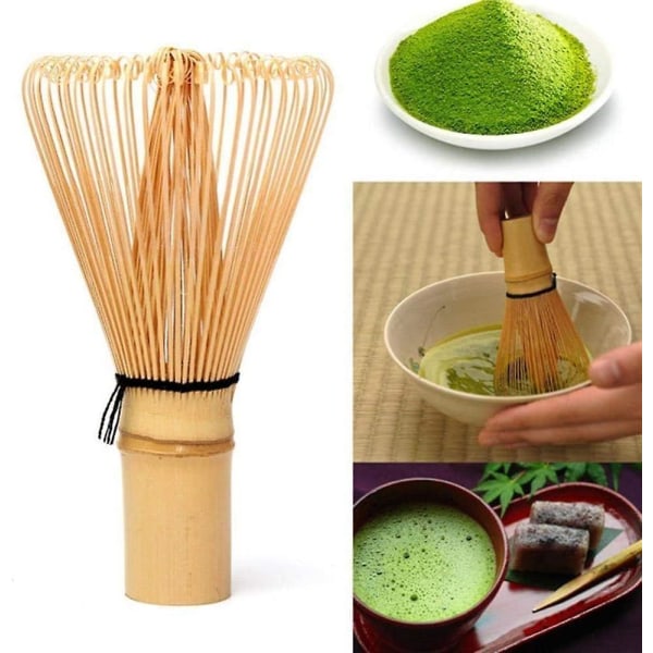 1 st bambu Matcha pulvervispverktyg Matcha bambuvisp för japansk matcha set brun