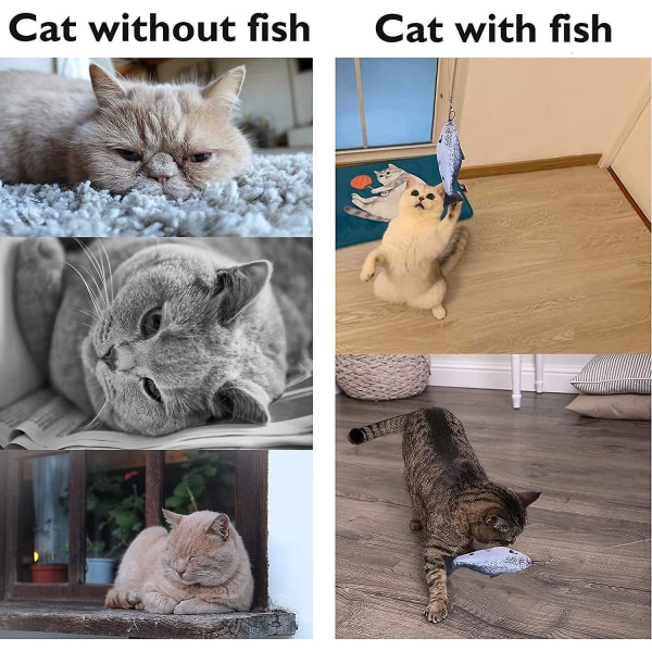 Infällbar kattfiskespö (1st) Interaktiva fiskeleksaker för katter Interaktiv kattleksak röd