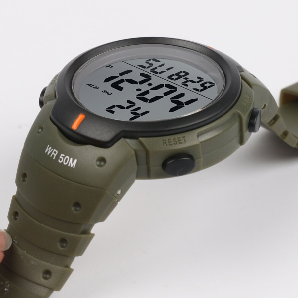 Herr LED Digital Army Military Stoppur Waterproof Date Sports Watch Green