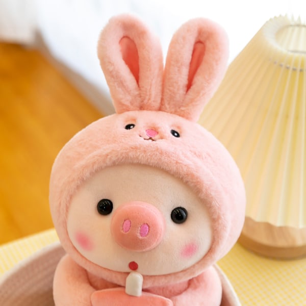 Kawaii Bubble Tea Pig Plysch Leksak Fylld Djur Kanin Groda Tiger Kudde Kopp Mjölk Rabbit