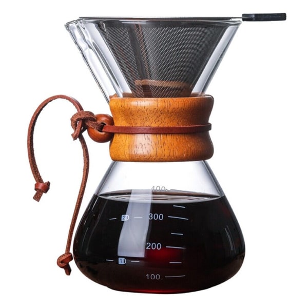 Kaffebryggare Set Häll över Hand Drop Pot + Cone Coffee Dripper Filter Net Gift with filter