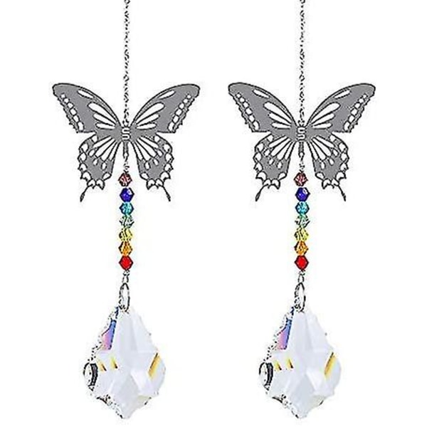 2st Butterfly Crystal Loops Butterfly Hängande Solfångare Med