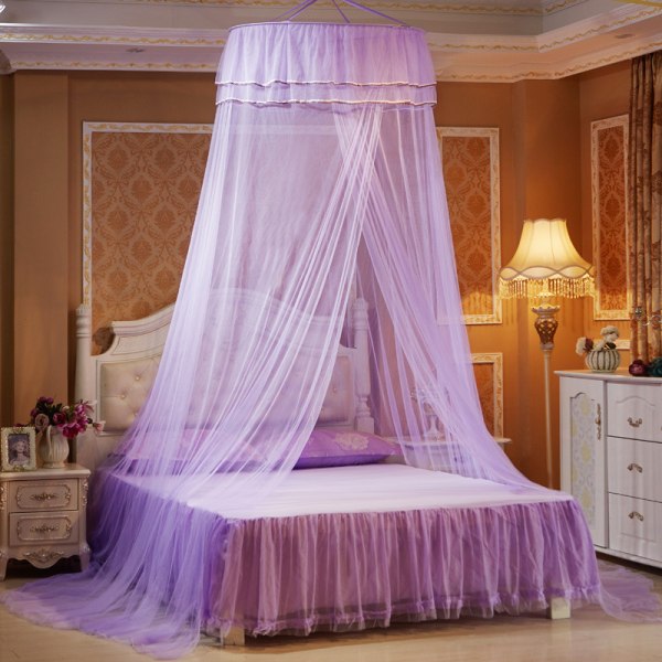 Myggnät Dome Sänghimmel Spets Nät Mesh Princess Sängkläder Draperingar Överdrag Purple