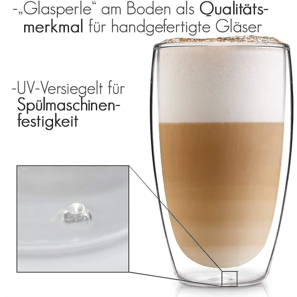2024,design Latte Macchiato Glas (4 X 330ml) - Dubbelväggig