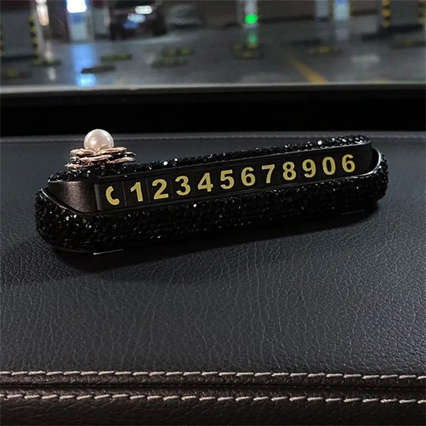 Bil tillfällig parkeringsskylt Creative Diamond Telefonnummer Mobil flower black