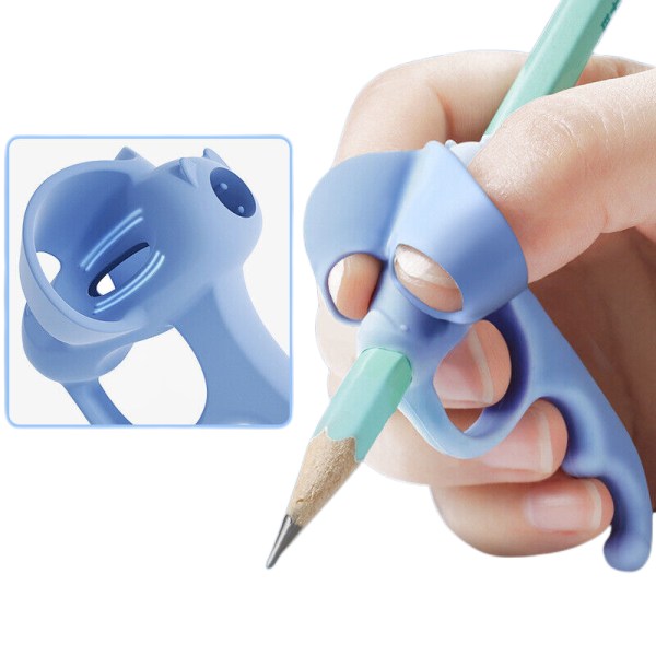4-delad set barn pennhållare Penna Skrivhjälp Grip Posture Correction Tools blå