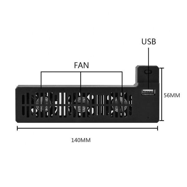 Bärbar värmereducerande USB extern kylfläkt Sidmonterad för Xbox One X spelkonsol Kylfläkt för Xbox spelkonsol kylfläkt svart