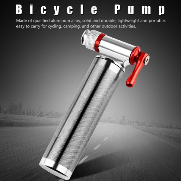 CO2 däckpump Bärbar mini lättvikts aluminiumlegering Cykelcykel däck CO2 uppblåsningspump silver