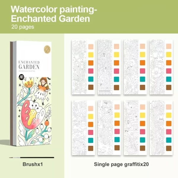 Pocket Watercolor Painting Book 2023 Present Ta med din egen målarfärg Dream Garden