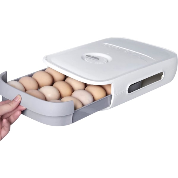 Ägghållare Förvaringsbehållare Kylskåp för 21 ägg Kitchen Egg Draw White