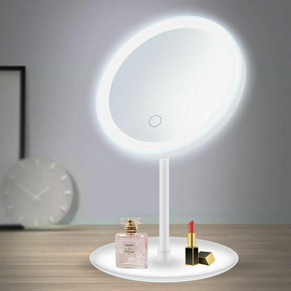 LED-lampor Skrivbordssmink Rakning Upplyst spegelförband Refill Spegel Skönhet White