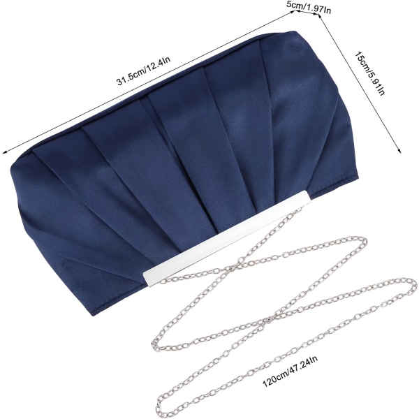 Women's Evening Clutch Bag Satin Plisserad Clutch Bag Elegant Sati Silver