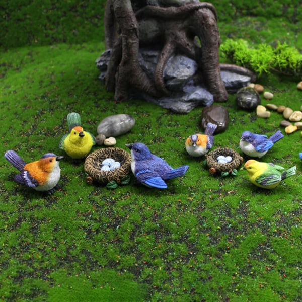 1 ST Little Birds Miniatyrfigurer Creative DIY Succulent Pl L-Blue Bird