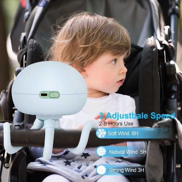 Bärbar fläkt för barnvagn utan blad, miniluftfläkt med flexibelt handtag