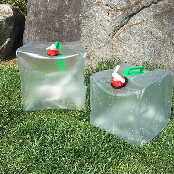 20L vattenbehållare hopfällbar hopfällbar med kran Camping utomhusflaska transparent
