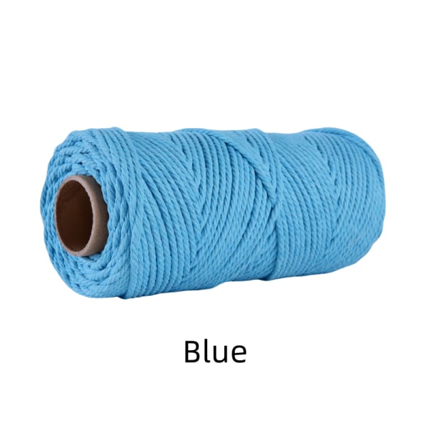 Naturlig bomull Twisted Cord Craft Macrame Artisan Rep String Flätad 4mm*100M Blue