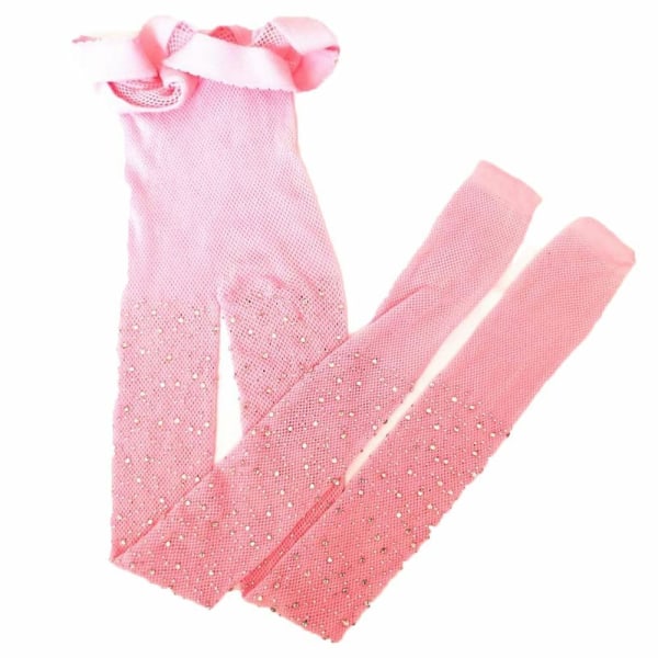 Barn Sequin Nylon Mesh Strumpbyxor Barnstrumpor Fishnet Strumpbyxor Rhinestone 2PCS Pink