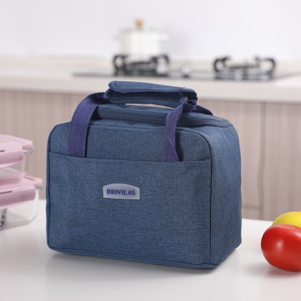 Vuxen termisk isolerad lunchväska kylväska picknick färsk mat förvaring lunchlåda Navy blue