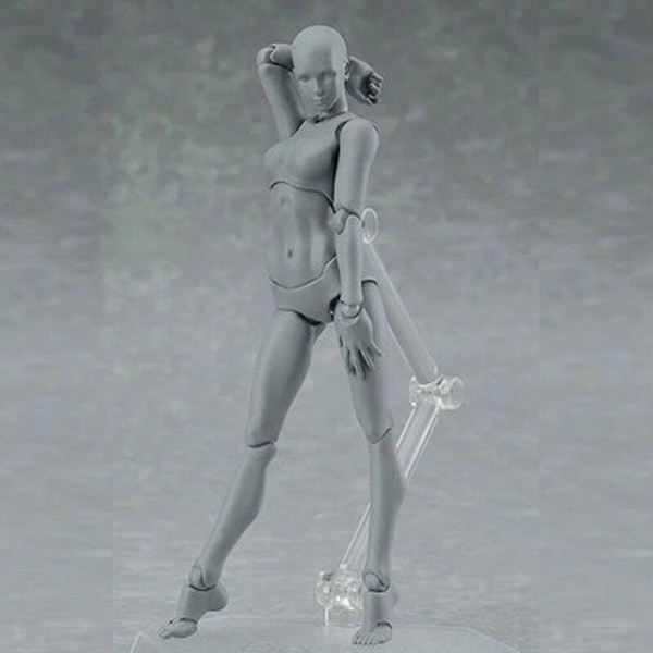 Teckning Figurer Rörlig Människokonstnär Action Modell Skyltdocka Man/Kvinna Anime Kropp Grey Woman