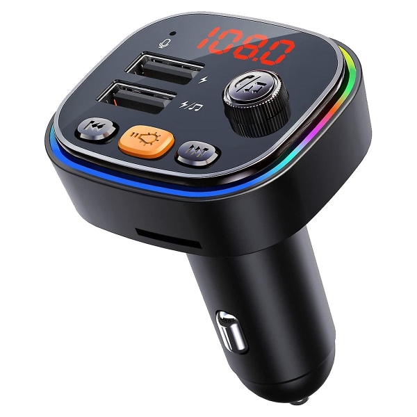 Universal Cha Car Bluetooth Fm-sändare Trådlös Radioadapter Med Mikrofon 2 USB Laddning svart
