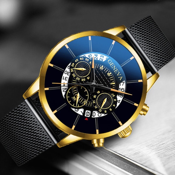 Army Military Herr Watch i rostfritt stål Quartz Date Analog Sports Watches Black-Gold