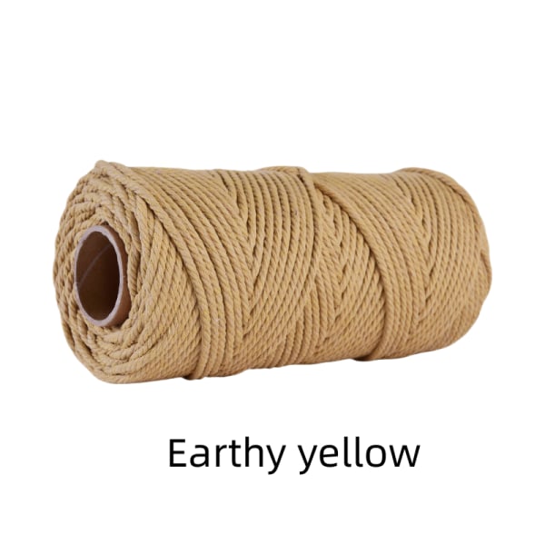 Naturlig bomull Twisted Cord Craft Macrame Artisan Rep String Flätad 4mm*100M Earthy yellow