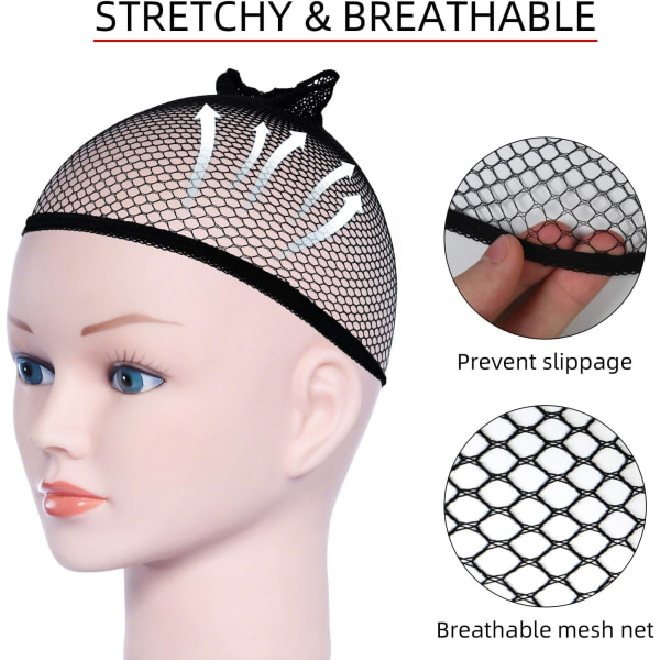 Perukmössor 4 st Stretchig Nylon Strumpbyxa Perukmössa Ultra Tunn Unisex 4 Mesh Black+4 Beige