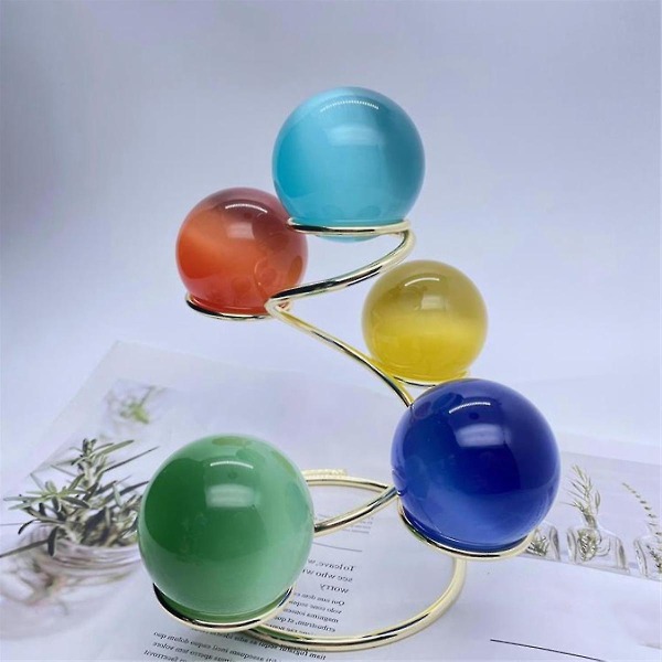 Metall 5 Ball Base Natural Crystal Sphere Stativ Ägghållare Displa