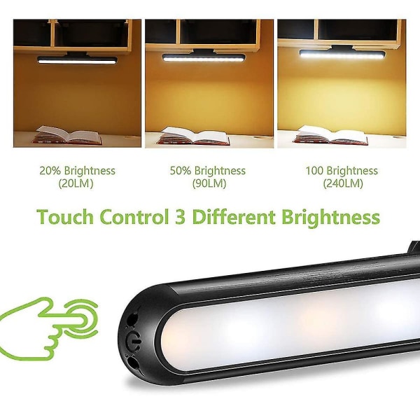 Dimbar Touch Light Bar Under Lights Stick On Wall Reading Batteridrivet LED Uppladdningsbart magnetiskt fäste Sänggavel Självhäftande Lamp Garderob Loft vit