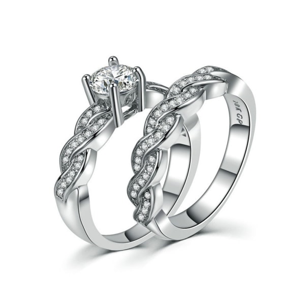Bröllop Eternity Förlovningspläterade Sterling Silver Promise Ringar för kvinnor silver