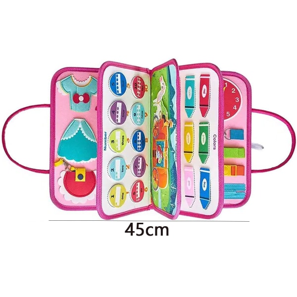 Förskolelärande leksaker för småbarn Sensorisk aktivitetstavla för småbarn 1-4 Busy Board Tjäna för att leva rosa