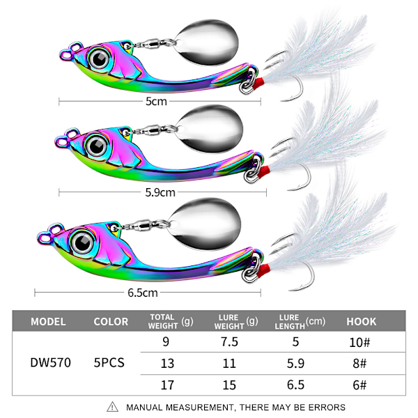 Spinner Bait 9 13 17g Metall Vib Fiske Trolling Sked Wobbler A 13g