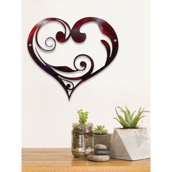 30cm Unikt hjärta Stål Väggdekoration Infinity Heart Metall Väggkonst Personlig kärleksväggskylt röd