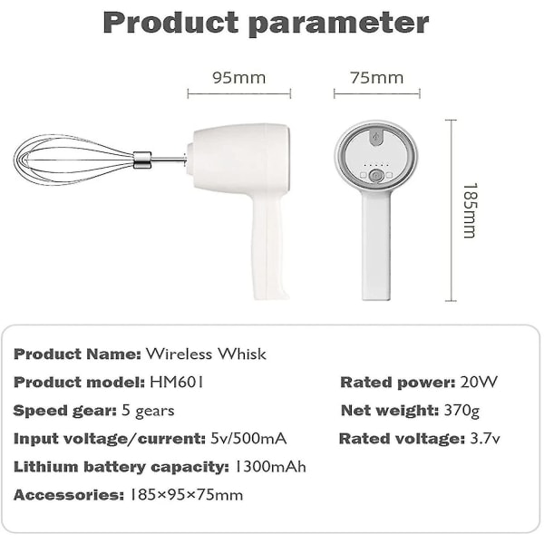 Multifunktionell handmixer USB uppladdningsbar sladdlös elektrisk mixer 5 hastigheter 304 rostfritt stål automatisk äggvisp bärbar elektrisk rosa rosa