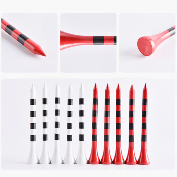 Bamboo Golf Tees Wite Red With Black Stripe Mark Scale 70/83mm Golf Accessory 100PCS Red 70mm