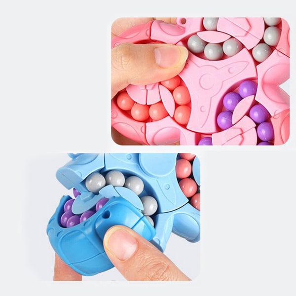 Dekompression Roterande Magic Bean Fingertop Puzzle Beads Development Barnleksak Pink