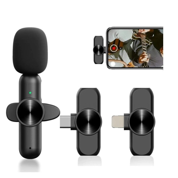 Trådlös Lavalier-mikrofon för telefon, iPad, Vlog, Live Stream-mikrofon, allmän For Apple phones