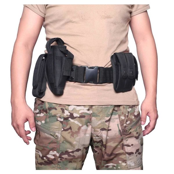 Taktisk polisens säkerhetsvakt Utrustning Duty Utility Kit Bälte med påsar System hölster utomhus svart