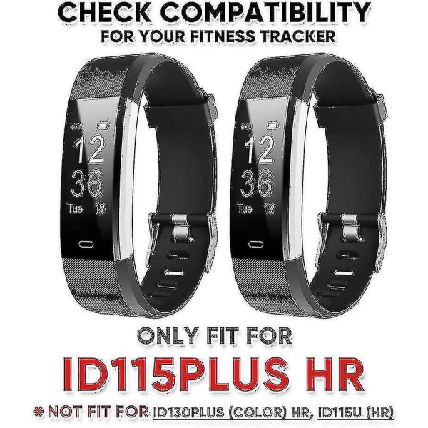 2st Veryfitpro Id115plus Hr Ersättningsband för Veryfit Pro Id115plus Hr Fitness Tracker Smart Watch black