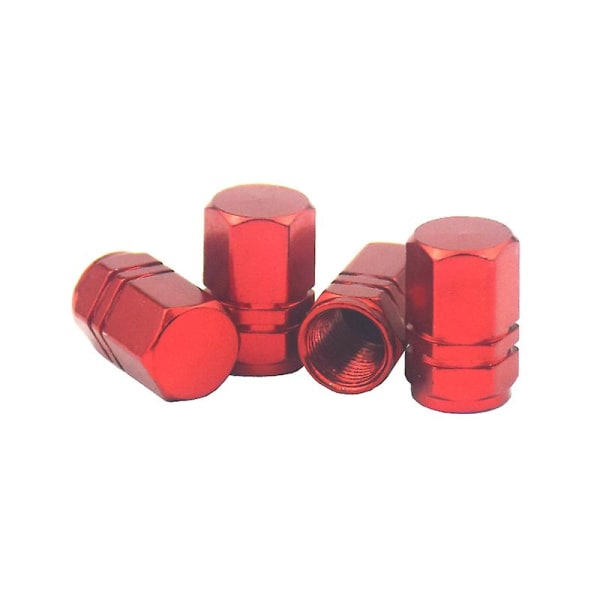 8 st Däckventilstamlock | Cap i aluminium med gummiring red