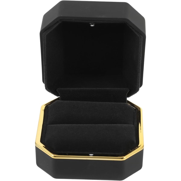 Presentaskar Caja Para De Unique Ring Case Smycken Case Glow Black 7.5X7.5CM