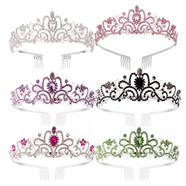 Crown Coiffure Crown Tiara Princess Rhinestone Crown Prom Crystal Pannband Silver