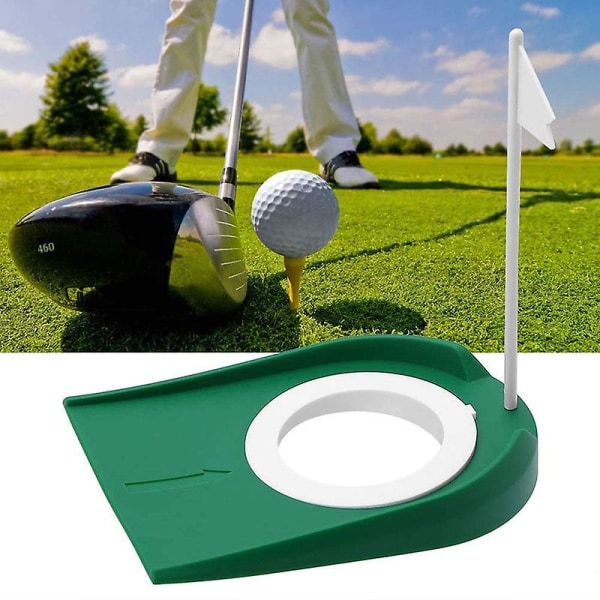 Golf Putting Cup Mat Green Träning Putting Hål Träningshjälpmedel Med Justerbart Hål Vit grön