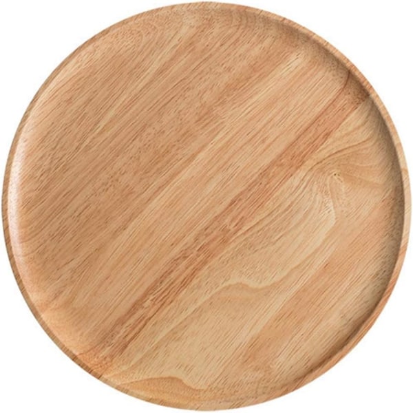 Acacia Trä Serveringsbricka Rund Platta Bröd Kaffe Te Bricka Frukt Acacia Wood Large 25.5cm