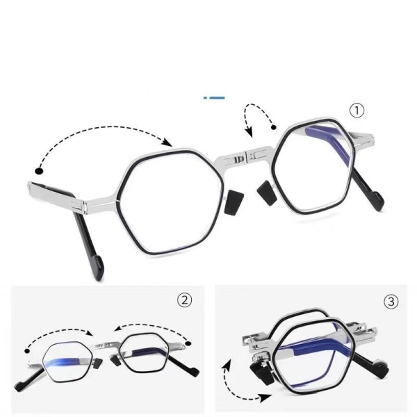 Bärbara läsglasögon med anti-blått ljus Vikbara läsglasögon med case Strength 3.5X