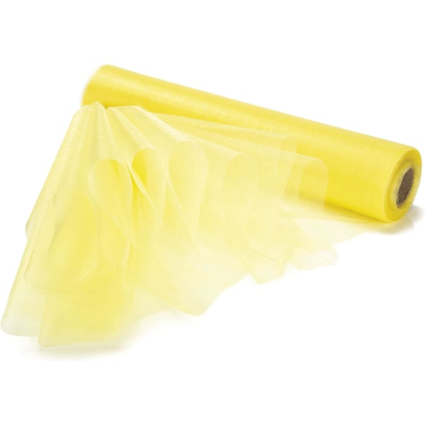 25m x 29cm Snö Organza Rulle Sash Glitter Tyg Yellow 2