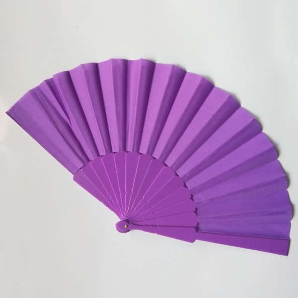 2X hopfällbara handhållna fläktar Portable Danser Fan Plast Fläkt Bröllopsfest rekvisita favor Purple