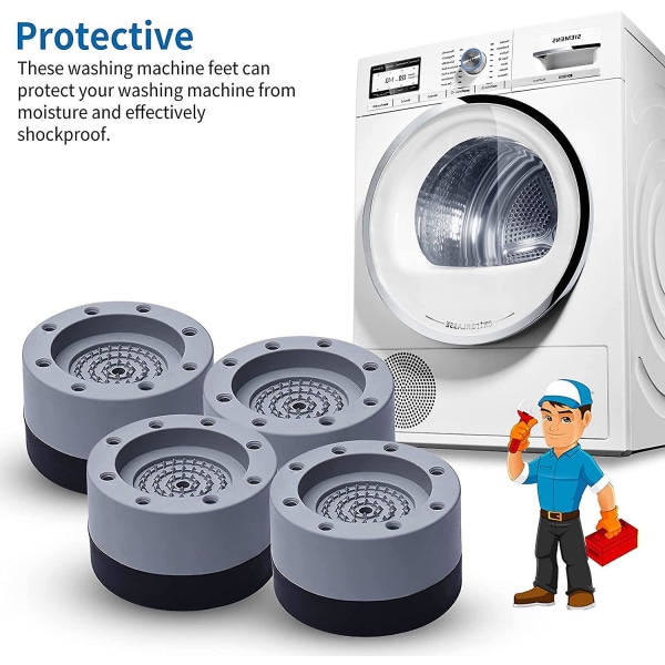 Anti-vibrationsdynor Anti-halkgummikuddar för tvättmaskin och torktumlare S